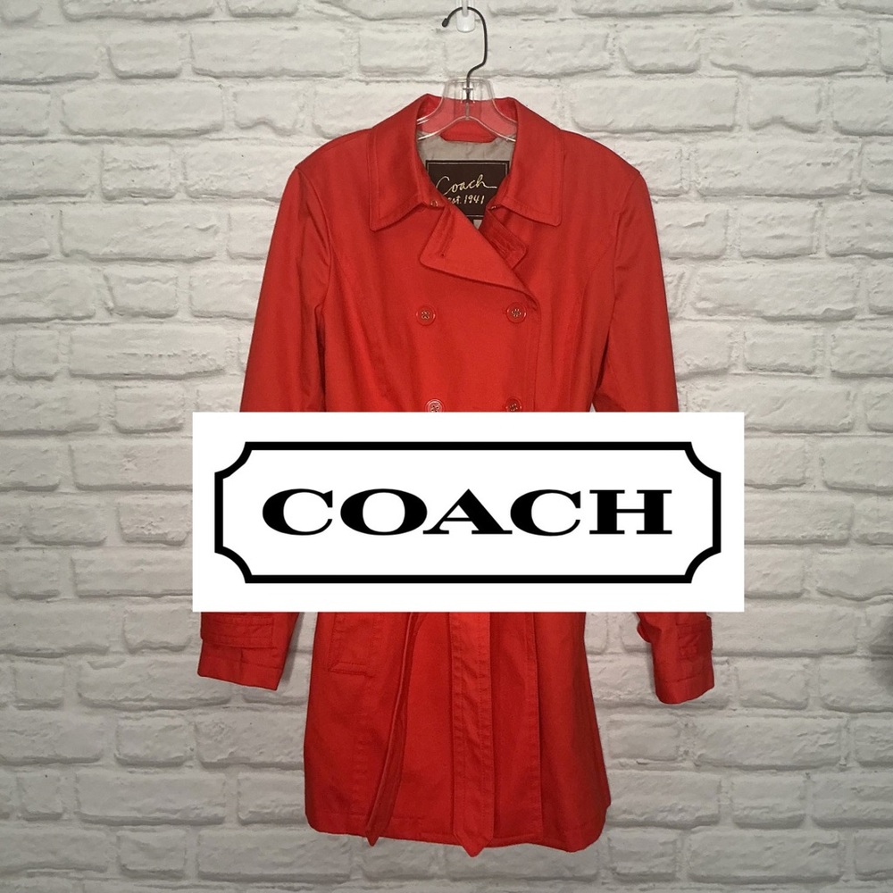 COACH Classic Women’s Double Breasted Fully Lined Trench Coat | Red Size MED
